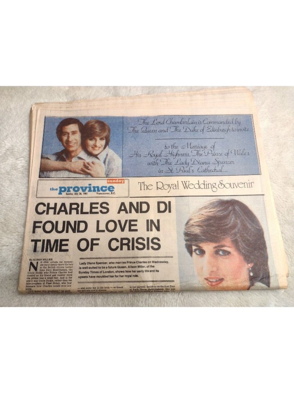 Prince Charles & Princess Diana Royal Wedding Souvenir Full Newspaper VTG 1981